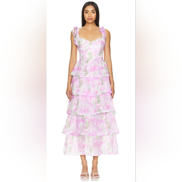 Astr Dresses & Skirts - ASTR The Label size large Zirconia Tie Strap Tiered Dress